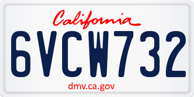 CA license plate 6VCW732