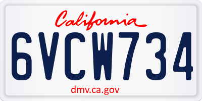 CA license plate 6VCW734