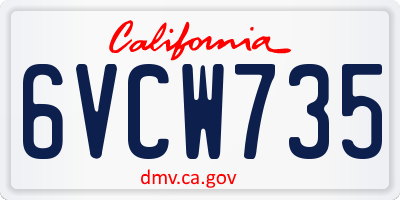CA license plate 6VCW735