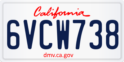 CA license plate 6VCW738