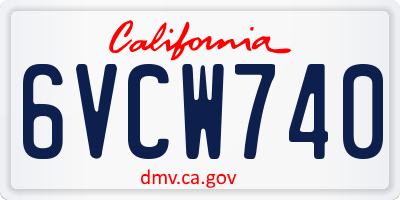 CA license plate 6VCW740