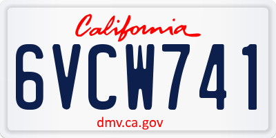 CA license plate 6VCW741