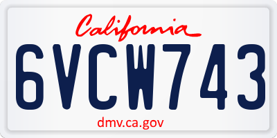 CA license plate 6VCW743