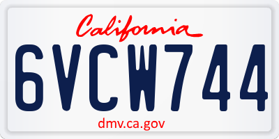 CA license plate 6VCW744