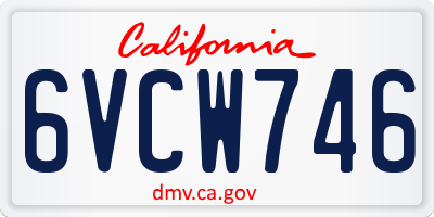 CA license plate 6VCW746