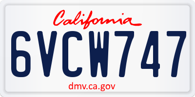 CA license plate 6VCW747