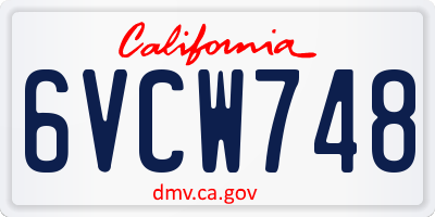 CA license plate 6VCW748