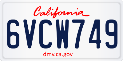 CA license plate 6VCW749
