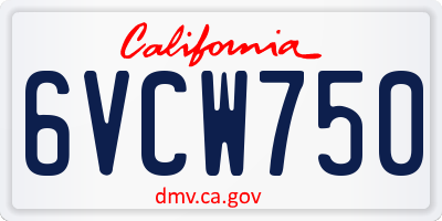 CA license plate 6VCW750