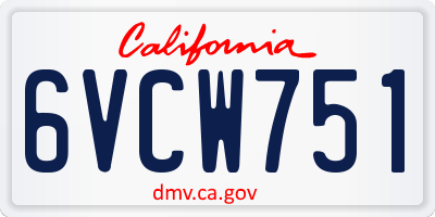 CA license plate 6VCW751