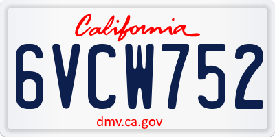 CA license plate 6VCW752