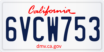 CA license plate 6VCW753