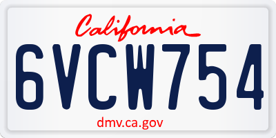 CA license plate 6VCW754