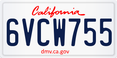 CA license plate 6VCW755