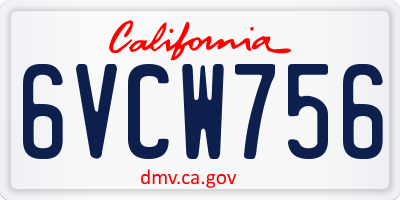 CA license plate 6VCW756