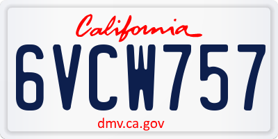 CA license plate 6VCW757