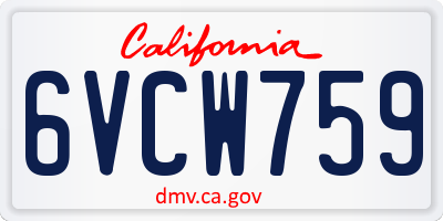 CA license plate 6VCW759