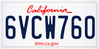 CA license plate 6VCW760