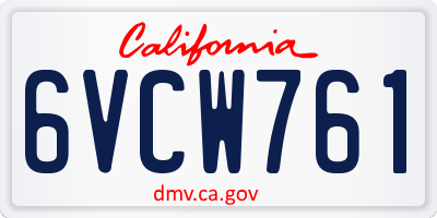 CA license plate 6VCW761