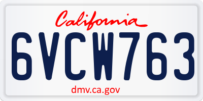 CA license plate 6VCW763
