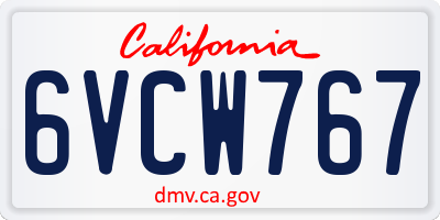 CA license plate 6VCW767