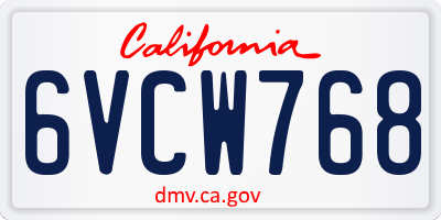 CA license plate 6VCW768
