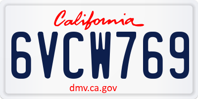 CA license plate 6VCW769