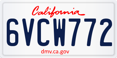 CA license plate 6VCW772