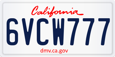 CA license plate 6VCW777