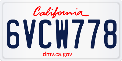 CA license plate 6VCW778