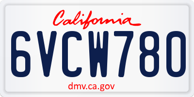 CA license plate 6VCW780