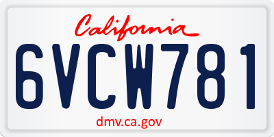 CA license plate 6VCW781