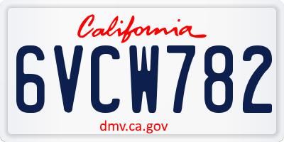 CA license plate 6VCW782