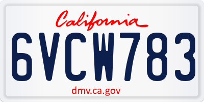 CA license plate 6VCW783