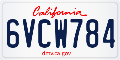 CA license plate 6VCW784