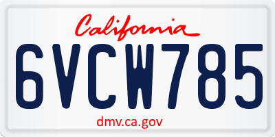 CA license plate 6VCW785