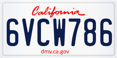 CA license plate 6VCW786