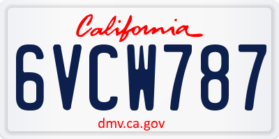 CA license plate 6VCW787