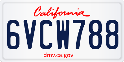 CA license plate 6VCW788