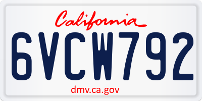 CA license plate 6VCW792