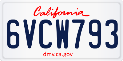 CA license plate 6VCW793