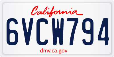 CA license plate 6VCW794