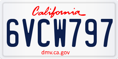 CA license plate 6VCW797