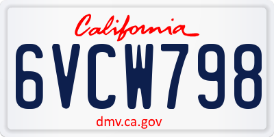 CA license plate 6VCW798