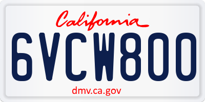 CA license plate 6VCW800