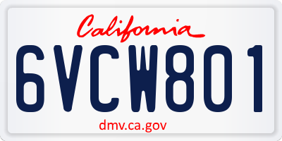 CA license plate 6VCW801