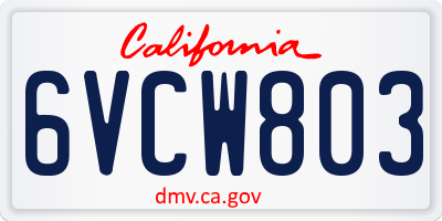 CA license plate 6VCW803