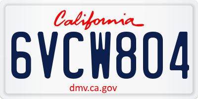 CA license plate 6VCW804