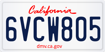 CA license plate 6VCW805