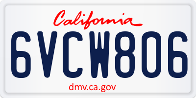 CA license plate 6VCW806